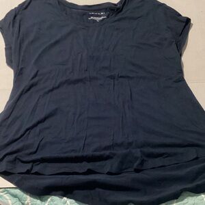 Tahari Navy Short Sleeve Top